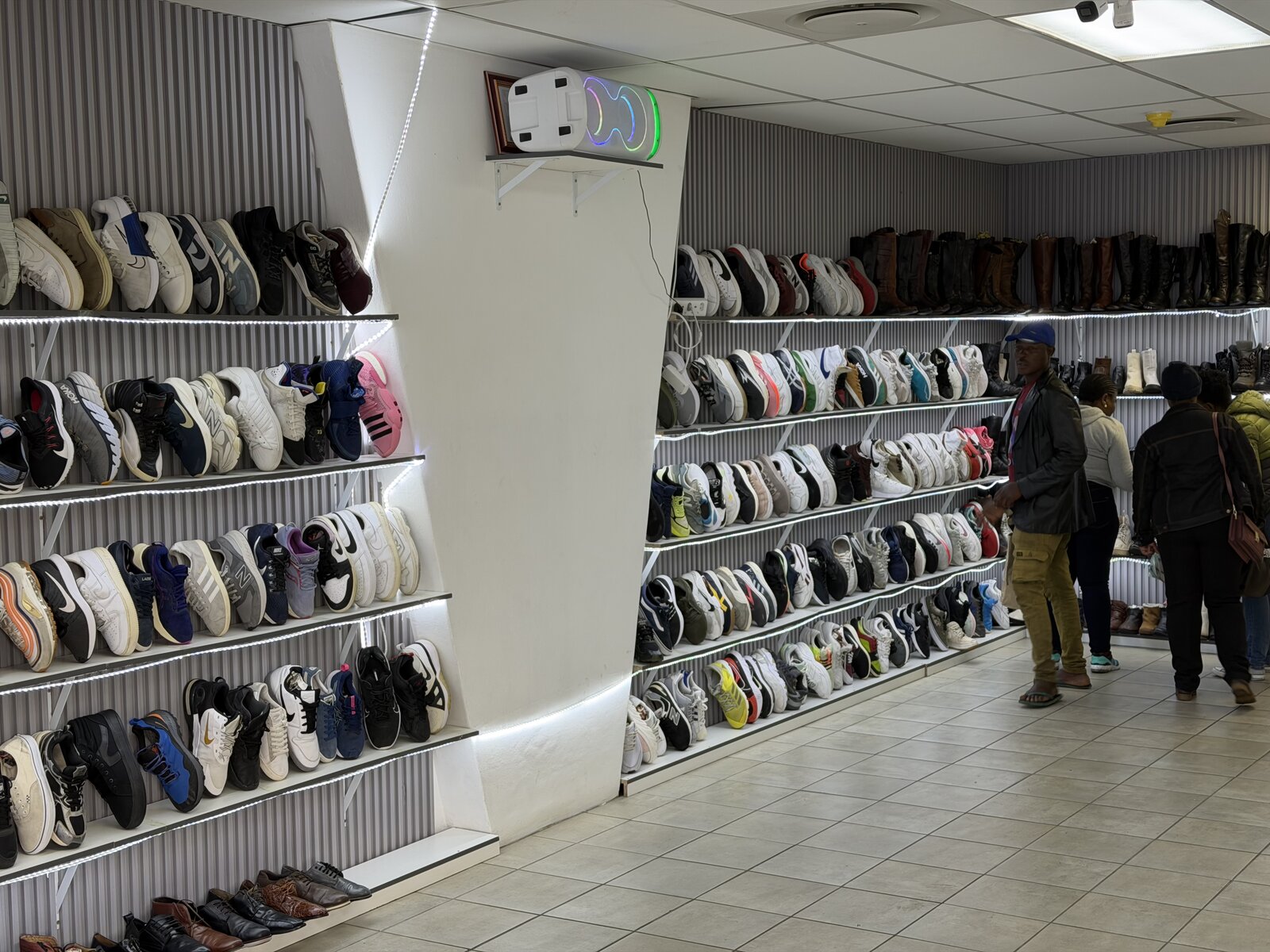 Inside Second Step Couture in Pretoria, pre-loved shoes sorted by size