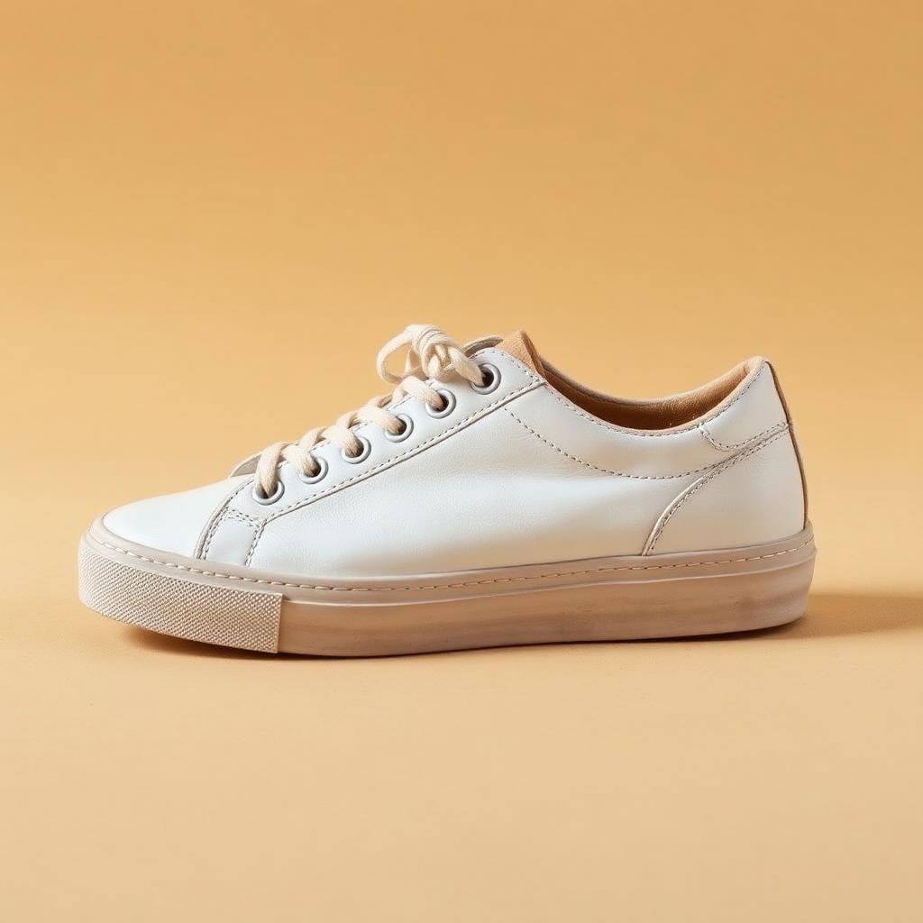Vintage White Leather Sneakers — side profile thumbnail